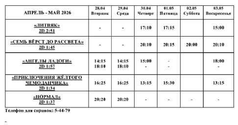 Афиша Кино 28 апреля - 3 мая